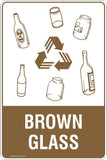 Brown Glass Recycling Signs and Stickers