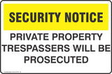 CCTV and Security Private Property Trespassers will be Prosecuted Safety Signs and Stickers