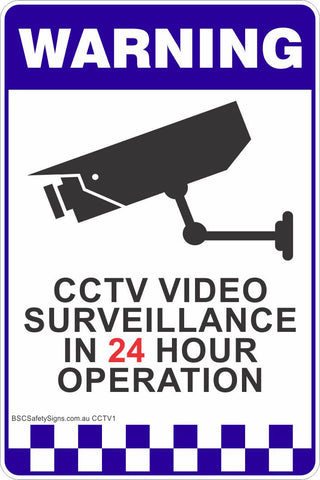 (10 Pack) CCTV Video Surveillance In 24 Hour Operation Stickers A4 Size