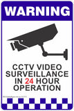 (15 Pack) CCTV Video Surveillance In 24 Hour Operation Stickers A4 Size