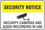 CCTV and Security Security cameras and audio recording in use Safety Signs and Stickers