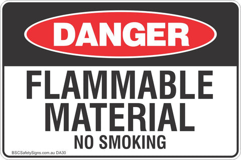 Flammable Material No Smoking Safety Sign