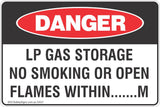 LP Gas Storage No Smoking Or Open Flames Within .........M Safety Sign