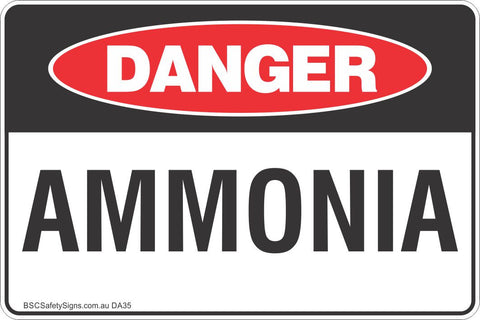 Danger Ammonia Safety Sign