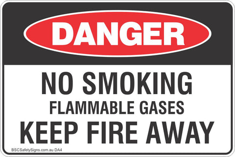 No Smoking Flammable Gases Keep Fire Away Safety Sign