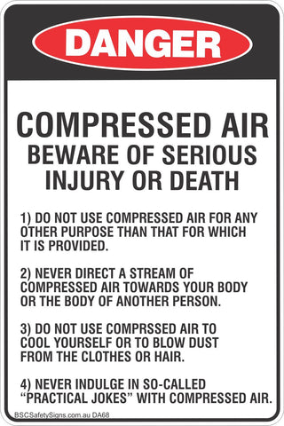 Danger Compressed Air Safety Signs and Stickers