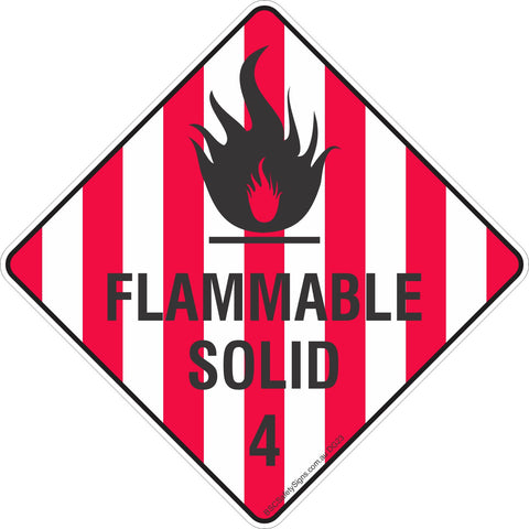 Flammable Solid 4 Safety Signs & Stickers & Placards