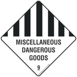 Miscellaneous Dangerous Goods 9 Safety Signs & Stickers & Placards