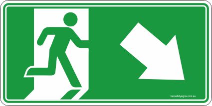 Emergency Exit Right Arrow Down Safety Signs and Stickers