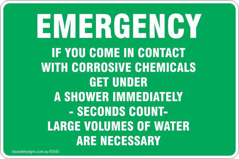 Emergency If You Come In Contact With Corrosive Chemicals Safety Signs and Stickers
