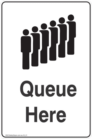 Information Queue Here Safety Signs and Stickers