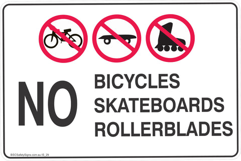 No Bicycles,Skateboards,Rollerblades Safety Signs and Stickers