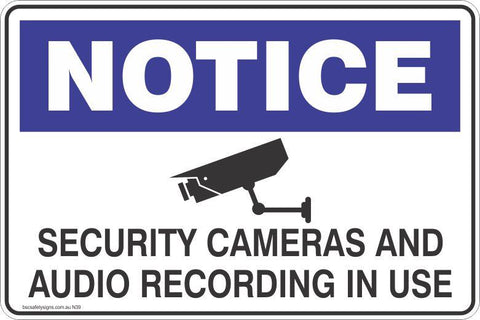 Notice Security Cameras And Audio Recording In Use Safety Signs and Stickers