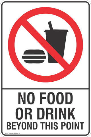 No Food Or Drink Beyond This Point Safety Sign