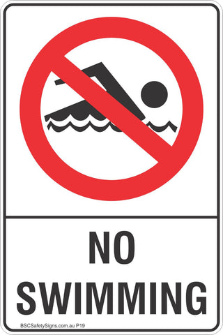 No Swimming Safety Sign