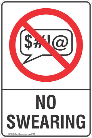 No Swearing Safety Sign