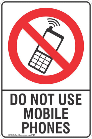 Do Not Use Mobile Phones Safety Sign