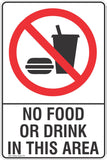 No Food Or Drink In This Area Safety Sign