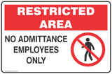 Restricted Area No Admittance Employee Only  Safety Signs and Stickers