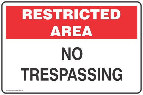 Restricted Area No Trespassing  Safety Signs and Stickers