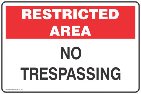 Restricted Area No Trespassing Safety Signs and Stickers
