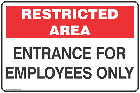 Restricted Area Entrance for Employees Only Safety Signs and Stickers