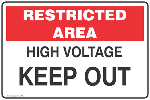 Restricted Area High Voltage Keep Out Safety Signs and Stickers