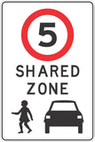 Shared Zone 5 KPH Road Traffic Sign