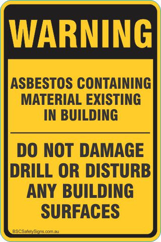 Warning Asbestos Containing Materials Exisiting In Building Safety Signs and Stickers