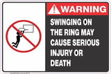 Warning Swinging On The ring May Cause Serious Injury Or Death Safety Signs and Stickers Safety Signs and Stickers