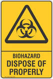 Warning Biohazard Dispose of Properly Hazard Safety Signs and Stickers Safety Signs and Stickers
