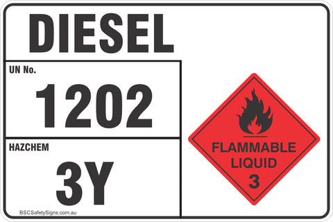 Danger Diesel UN No. 1202 3Y Safety Signs and Stickers