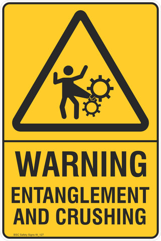 Warning Entanglement and Crushing Safety Signs and Stickers