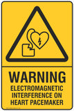 Warning Electromagnetic Interference on Heart Pacemaker Safety Signs and Stickers