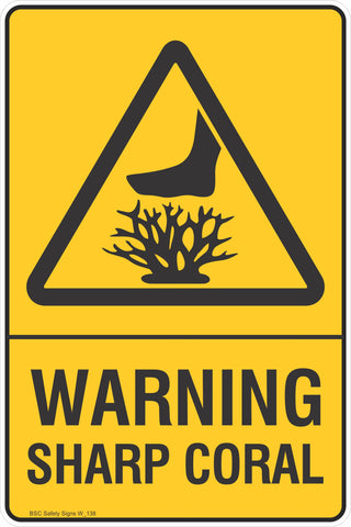 Warning Warning Sharp Coral Safety Signs and Stickers Warning Safety ...