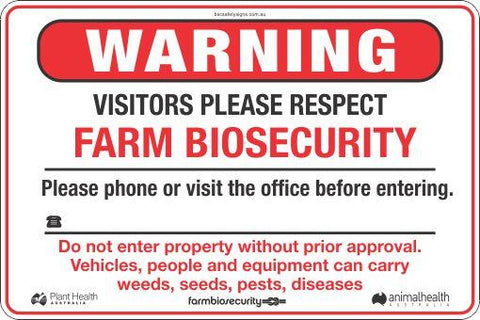 Warning Visitors Please Respect Farm Biosecurity Safety Signs and Stickers