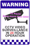 (10 Pack) CCTV Video Surveillance In 24 Hour Operation Stickers A4 Size