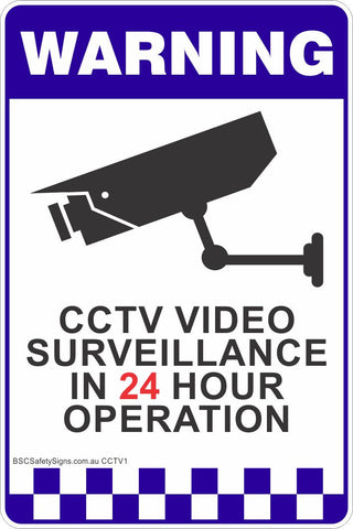 (15 Pack) CCTV Video Surveillance In 24 Hour Operation Stickers A4 Size