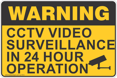 Warning CCTV Video Surveillance In 24 Hour Operation Safety Sign