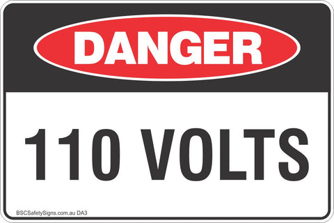 110 Volts Safety Sign - Danger Safety Signs - Stickers - Safety Signage ...