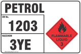 Petrol UN No. 1203 Hazcehm 3Ye Flammable Liquid 3 Safety Signs & Stickers