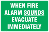 Information When Alarm Sounds Evacuate Immediately Safety Signs and Stickers