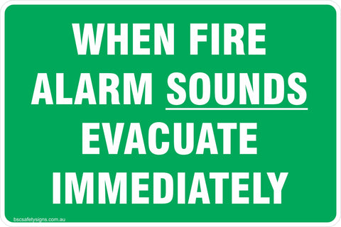 Information When Alarm Sounds Evacuate Immediately Safety Signs and Stickers