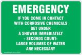 Emergency If You Come In Contact With Corrosive Chemicals  Safety Signs and Stickers