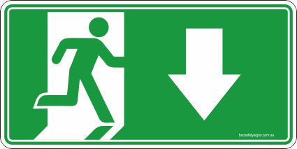 Emergency Exit Down Arrow Safety Signs and Stickers