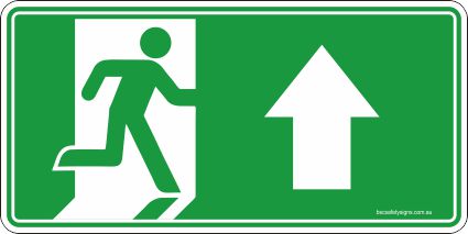 Emergency Exit Up Arrow Safety Signs and Stickers