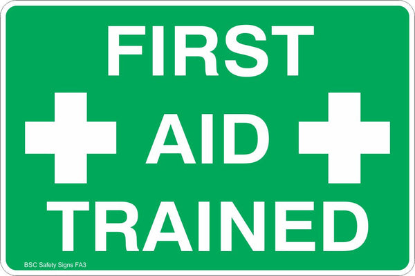 First Aid Trained Safety Sign - First Aid Stickers - 1st Aid Signs ...