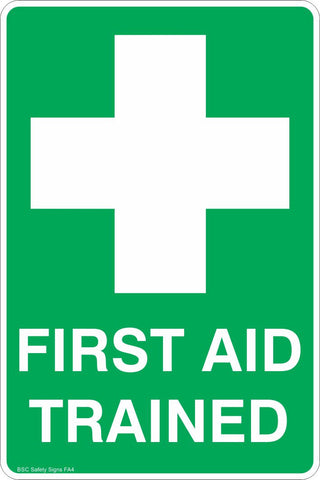 Portrait First Aid Trained Safety Sign