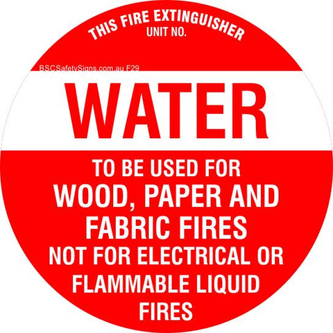 This Fire Extinguisher Water - Disc Fire Maker Safety Signs and Stickers