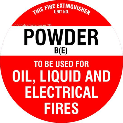This Fire Extinguisher Power B (E)  - Disc Fire Maker Safety Signs and Stickers